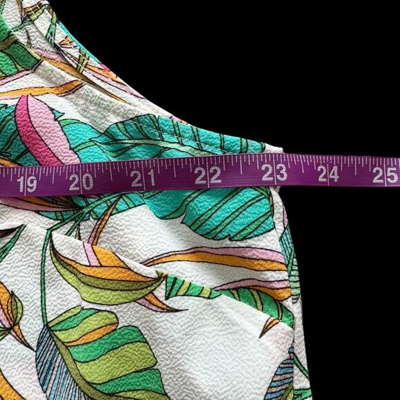 Rose + Olive Tank Top Womens 1X Multicolor Leaf Print Ruffle Strap Blouse NWT - Picture 10 of 16